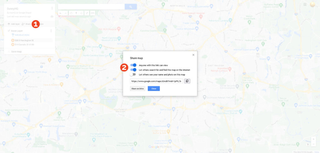 google maps share map