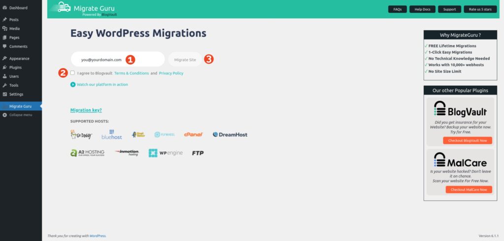 Migrate Guru Enter Email