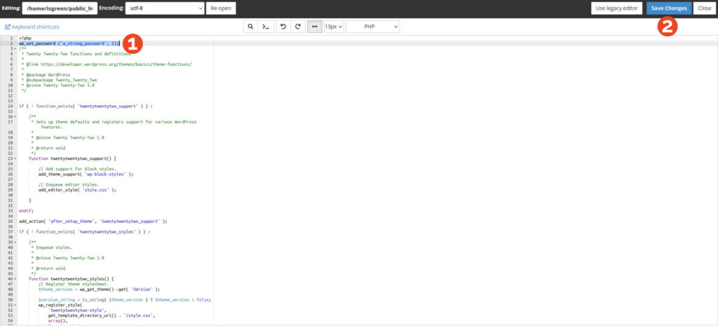 WP passwdreset functionphp