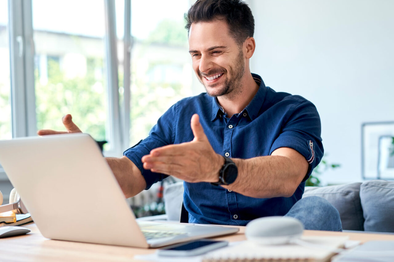 Man excited with website performance
