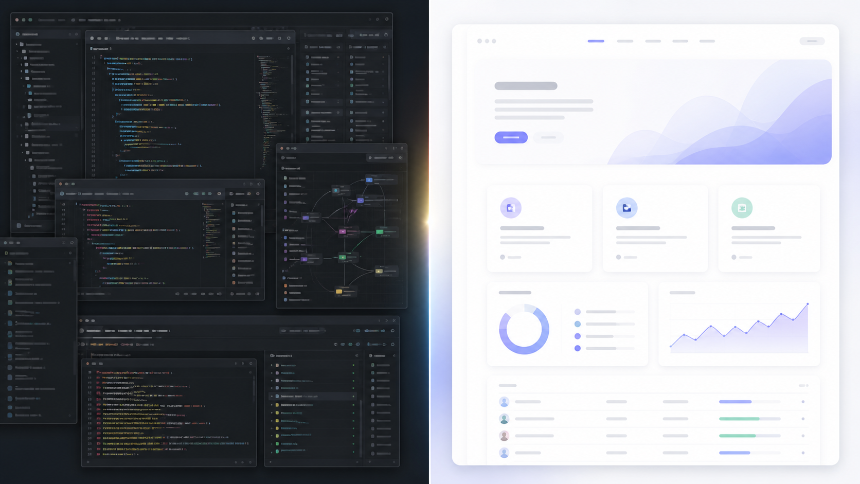 Side-by-side comparison of a legacy WordPress site and a clean modern redesign on the Sunny HQ stack